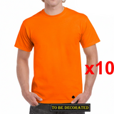 10 Packs Gildan T-Shirt Basic Tee Top Men Heavy Cotton (Safety Orange)