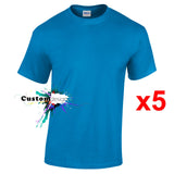 5 Pack Gildan T-Shirt Basic Tee Top Men Heavy Cotton (Sapphire)