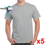 5 Pack Gildan T-Shirt Tee Top Basic Men Heavy Cotton (Ice Grey)