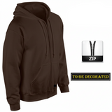 Gildan Dark Chocolate Zip Up Hoodie Hooded Sweatshirt Sweater Fleece