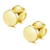 6pcs Flat Round Barbell Plug Stud Earrings 316 Surgical Steel Gold 3mm-12mm