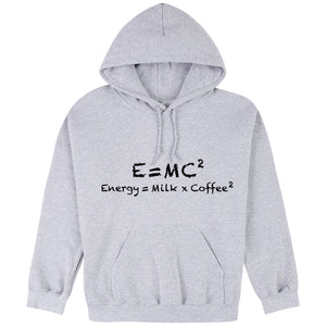 E=mc2 Energy Milk Coffee Funny Einstein Grey Hooded Sweater Mens Hoodie