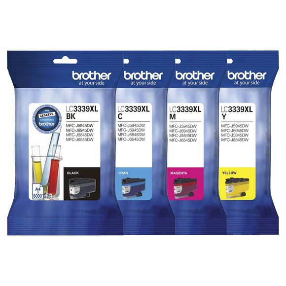 Brother LC3339XL Black Cyan Magenta Yellow High Yield Ink Cartridge Value Pack