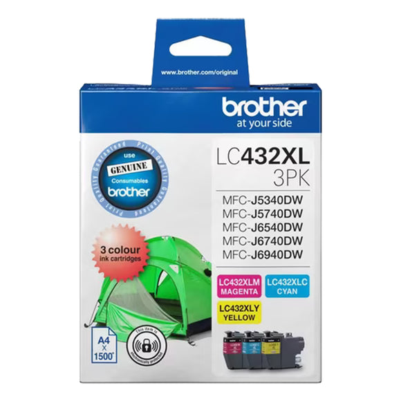 Brother LC432XL Cyan Magenta Yellow High Yield 3 Ink Cartridge Colour Value Pack