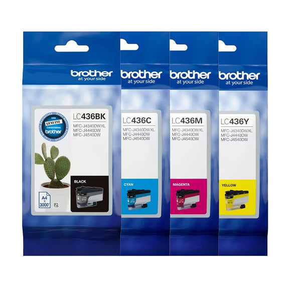 Brother LC436 Black Cyan Magenta Yellow 4 Ink Cartridge Toner Value Pack