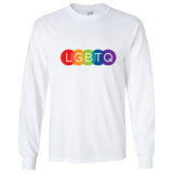 LGBTQ Flag Colourful Rainbow Gay Pride Lesbian Long Sleeve Men White T-Shirt Tee Top