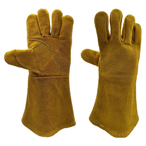 Safetyware Premium Cowhide Leather Welding Riggers Safety Work Gloves Heat Proof Made with Kevlar Brown Tig Mig Welders BBQ