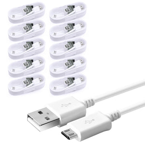 10 Pack 1m Data Transfer Charger Charging Micro USB Cable Cord for Android Phone Device Tablet Bulk White TPE Plastic