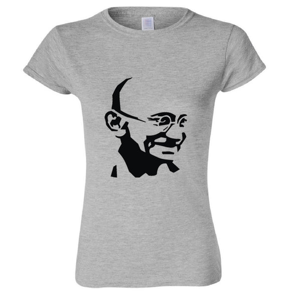 Mahatma Gandhi Indian Hero Female Ladies Women Sport Grey T-Shirt Tee Tops