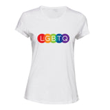 LGBTQ Flag Colourful Rainbow Gay Pride Ladies Womens White T-Shirt Tee Tops