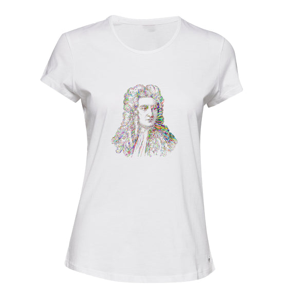 Sir Isaac Newton Portrait Art Female Ladies Womens White T-Shirt Tee Tops