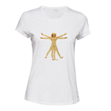 The Vitruvian Man Leonardo Da Vinci Female Ladies Women White T-Shirt Tee Tops