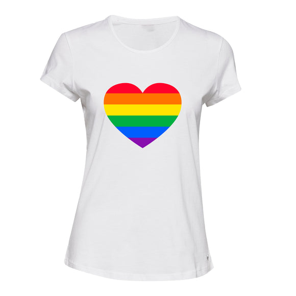 LGBTQ Colourful Rainbow Gay Pride Love White Female Ladies Women T Shirt Tee Top