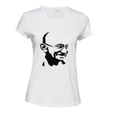 Mahatma Gandhi Indian Hero Female Ladies Womens Cotton White T-Shirt Tee Tops
