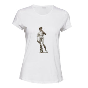 Michelangelo Statue of David Sculpture White Ladies Women T Shirt Tee Top