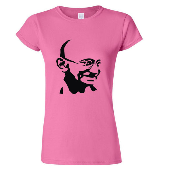 Mahatma Gandhi Indian Hero Female Ladies Women Pink T-Shirt Tee Tops