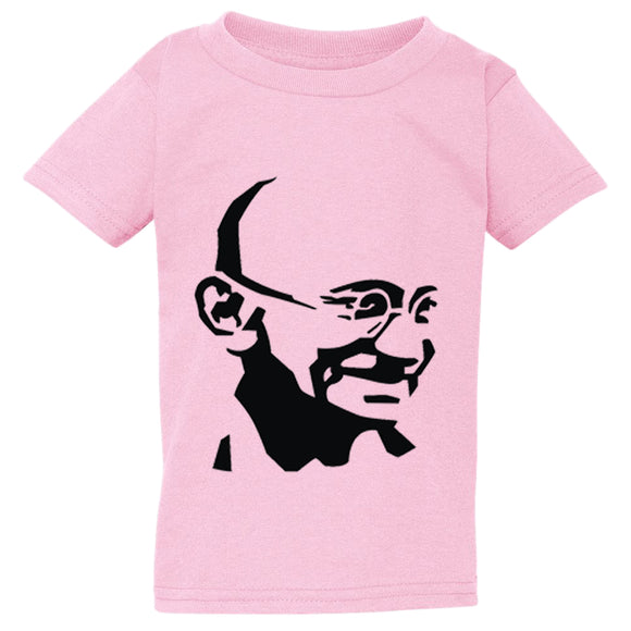 Mahatma Gandhi Hindi Indian Hero Light Pink T-ShirtTee Top Baby Toddler Boy Girl