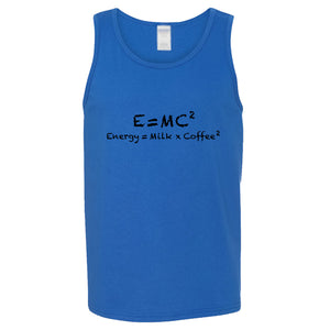 E=mc2 Energy Milk Coffee Funny Blue Tank Top Singlet T Shirt Mens