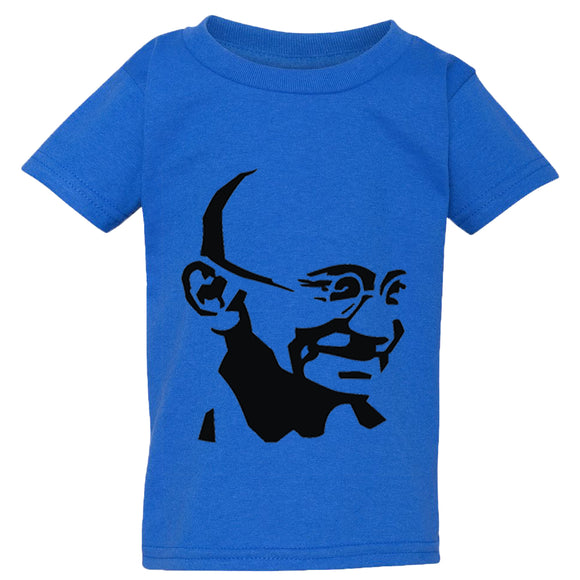 Mahatma Gandhi Hindi Indian Hero Blue T-Shirt Tee Tops Baby Toddler Boy Girl