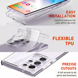 For Samsung Galaxy S24 Back Case Cover and Tempered Glass Screen Protector Clear