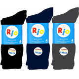 Rio 4 Pack Mens Business Work Crew Socks Cotton Bulk Black/Blue/Grey S7412W