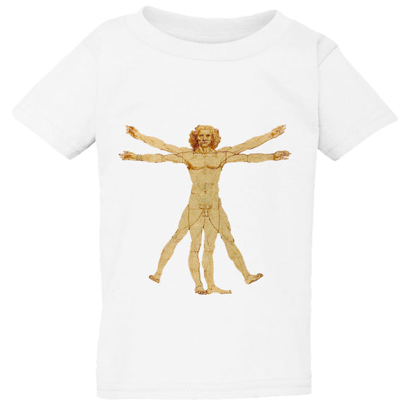 The Vitruvian Man Leonardo Da Vinci White T-Shirt Tee Baby Toddler Kids Boy Girl