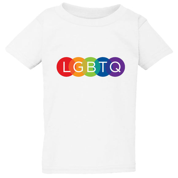 LGBTQ Flag Colourful Rainbow Gay Pride White T-Shirt Tee Top Baby Kids Boy Girl