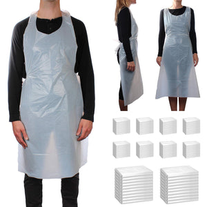 200x Safetyware HDPE Plastic Cover Waterproof Disposable Aprons Gown White Bulk Pack