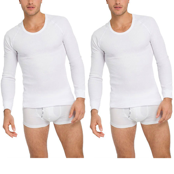 2x Holeproof Aircel Thermal Mens T-shirt Long Sleeve White Tee Top MYPU1A Bulk