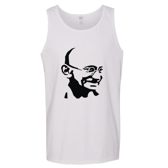 Mahatma Gandhi Hindi Indian Hero Mens White Basic Tank Top Singlet T Shirt