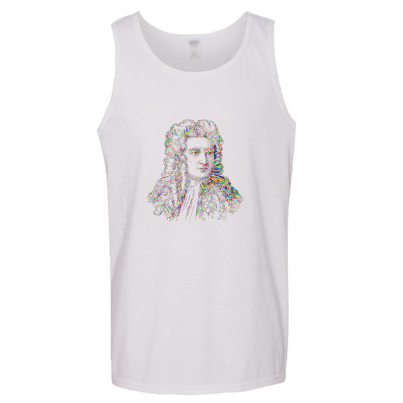 Sir Isaac Newton Portrait Art Science Mens White Basic Tank Top Singlet T Shirt
