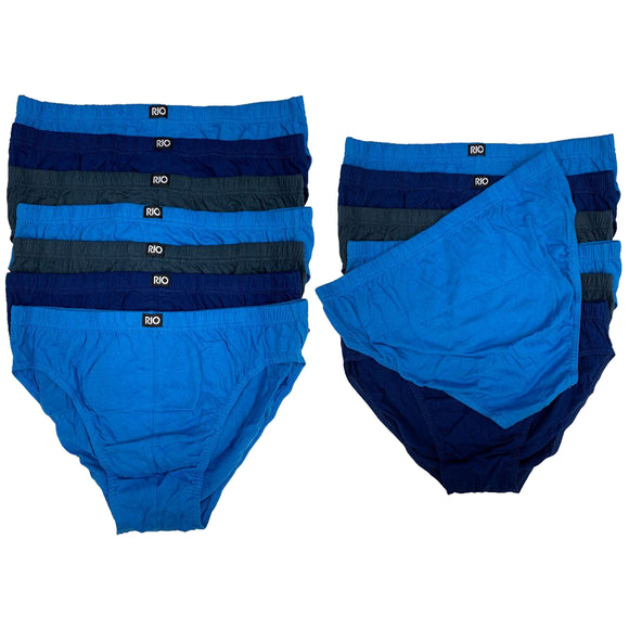 Rio 14 Pack Mens Cotton Plain Hipster Briefs Undies Underwear Blue Grey Bulk MXL47W
