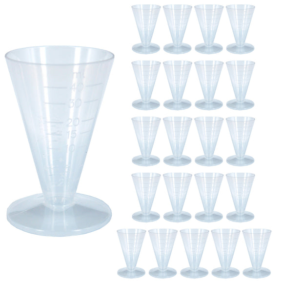21x Reusable Medicine Measuring Measure Cups 40ml Clear Plastic Graduated Conical Bulk