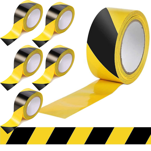 6x 30m Black Yellow Reflective Adhesive Safety Tape Warning Hazard Floor Marking 48mm Bulk Caution Label Sticker