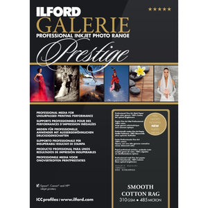 Ilford Galerie Prestige Smooth Cotton Rag Inkjet Photo Paper Sheets 310GSM