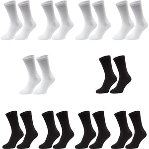 10x Rio Active Crew Cotton Rich Mens Work Sports Black White Socks Bulk S7266W