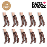 10x RazzaMatazz Sheer Knee-Hi High Women Pantyhose Socks Black H80043 Bulk 15 Denier