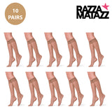 10x RazzaMatazz Sheer Knee-Hi High Women Pantyhose Socks Tan Brown H80043 Bulk 15 Denier