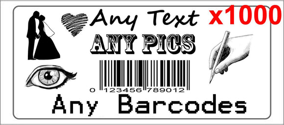 1000 Personalised return address label barcode adhesive custom sticker 56x25mm