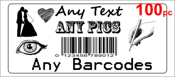 100 Personalised return address label barcode adhesive custom sticker 56x25mm