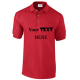Personalised Mens Polo Collar Custom Printed T-Shirt Text Word Printing Tee