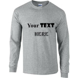 Personalised Customised Mens Custom Printed Long Sleeve T-Shirt Text Printing
