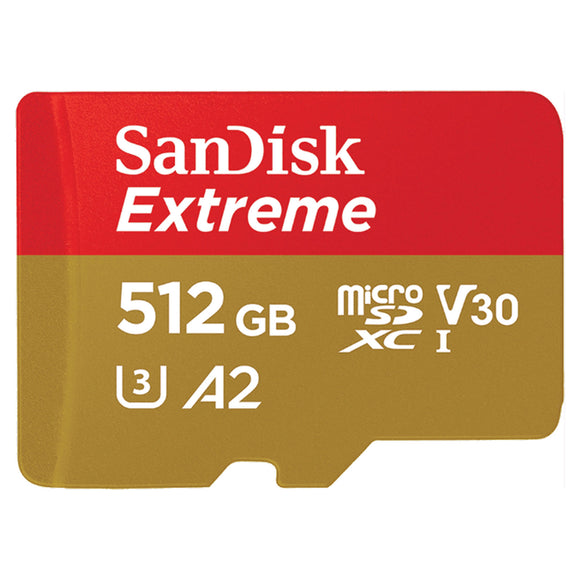 SanDisk Extreme 512GB V30 C10 UHS-I 160MB/s Micro SDXC Memory Card wiith Adapter