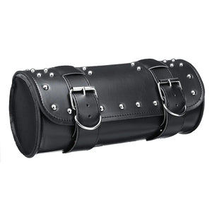 Motorcycle Leather Black Tool Saddle Bag Pannier Handlebar Saddlebag Roll Barrel