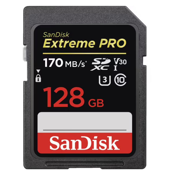 SanDisk Extreme Pro 128GB 170MB/s SDXC V30 U3 C10 UHS-I SD Memory Card