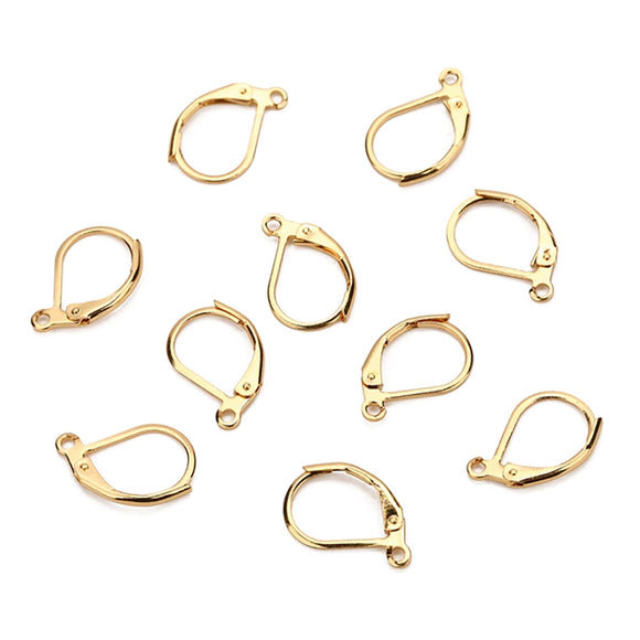 10pcs Earrings Gold Hypoallergenic Backing Leverback Ear Hooks Clasp Findings