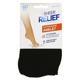 Sheer Relief Women Cotton Blend Tight Stockings Comfy Anklets Socks Black H33096 H3396O