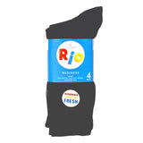 Rio 4 Pack Mens Business Work Crew Deodorised Socks Cotton Grey Bulk S7412W