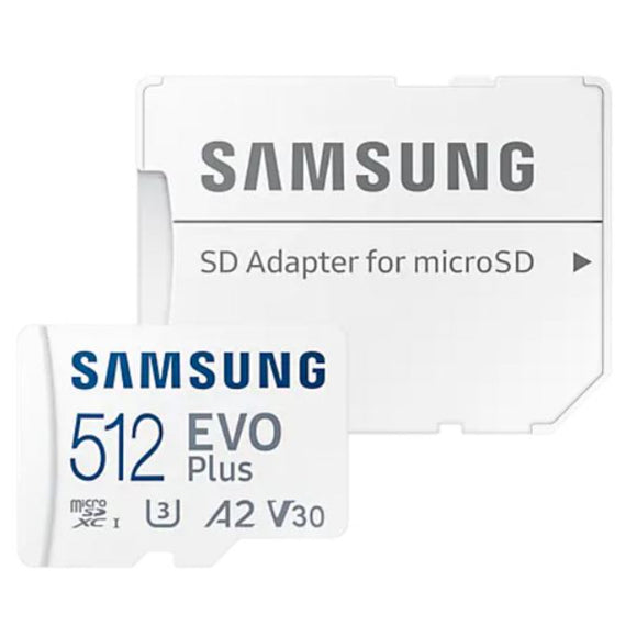 Samsung EVO Plus 512GB 130MB/s U3 V30 A2 Micro SD Memory Card with Adapter