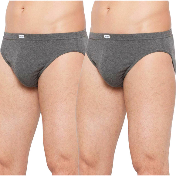 2 Pk Holeproof Cotton Rib Mens Briefs Undies Underwear Dark Grey Marle MZTO1A